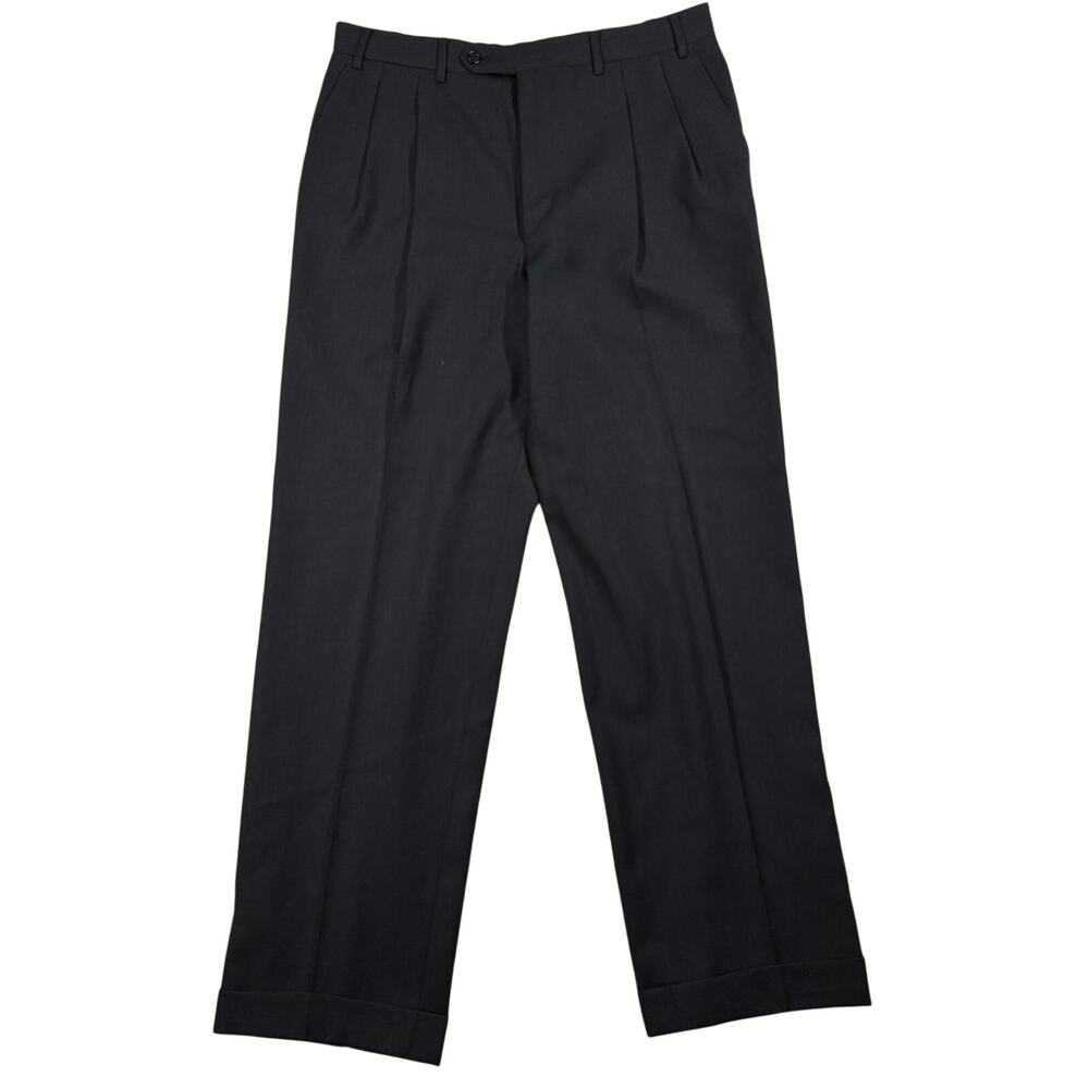 Canali Dress Pants 33x29 Gray Pure Wool Straight Pleated Trouser Made in Italy